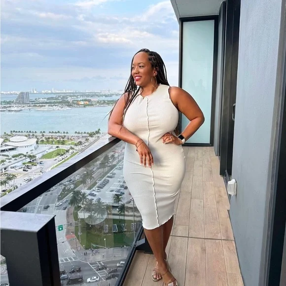 SHEIN | Dresses | Shein Plus Solid Topstitching Ribknitbodycon Dress |  Poshmark